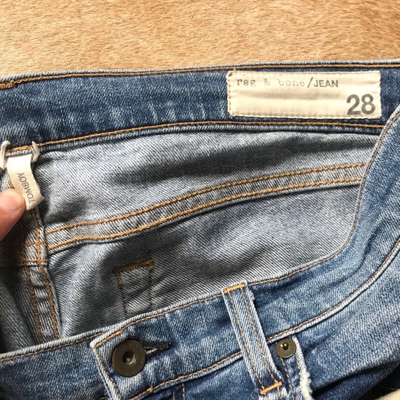 Rag & Bone Leather Knee Patch Boyfriend Jeans - Picture 3 of 6